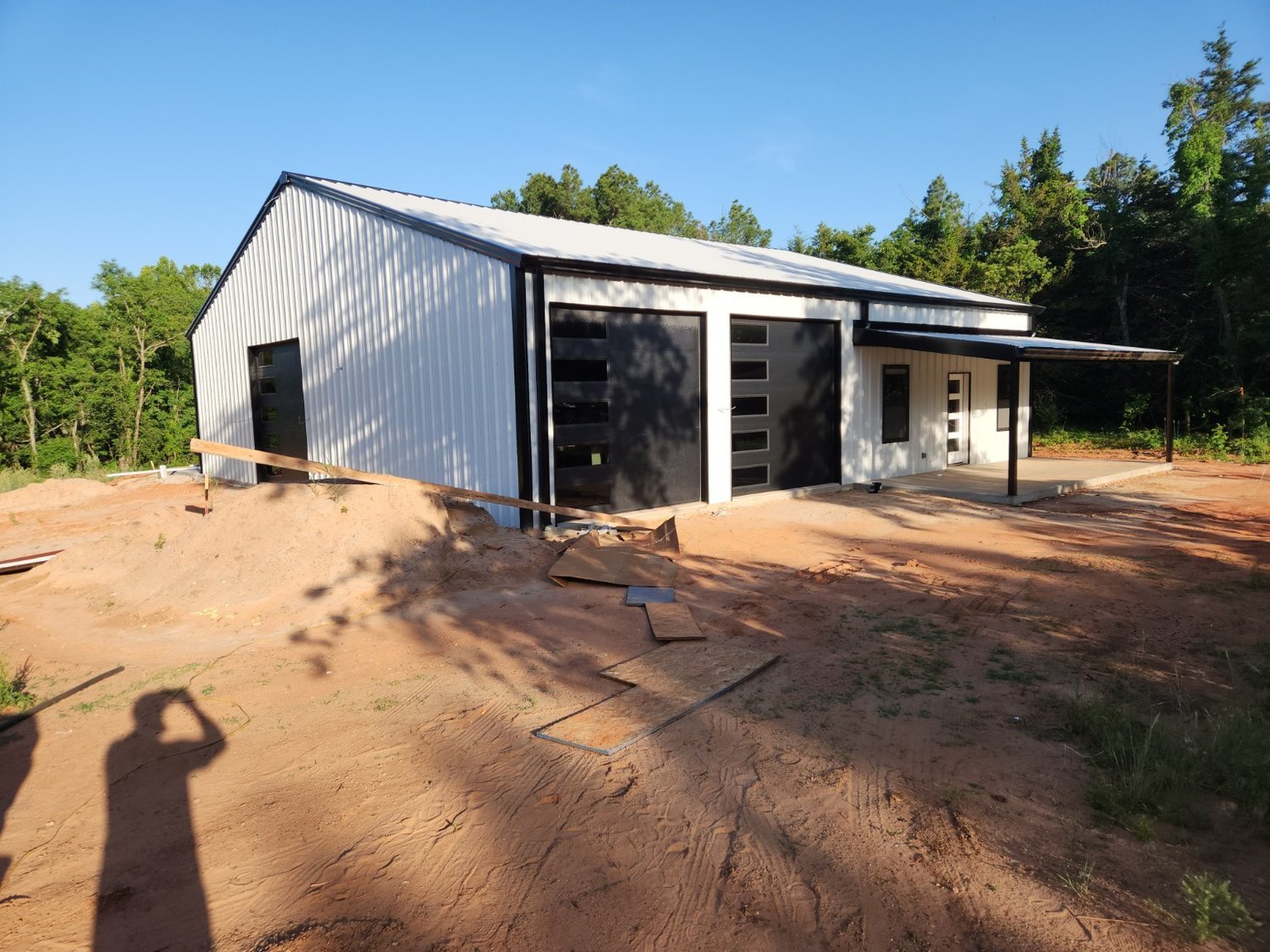 Gray custom metal building