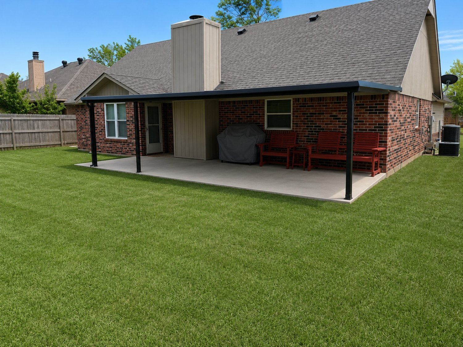 Black attached patio cover