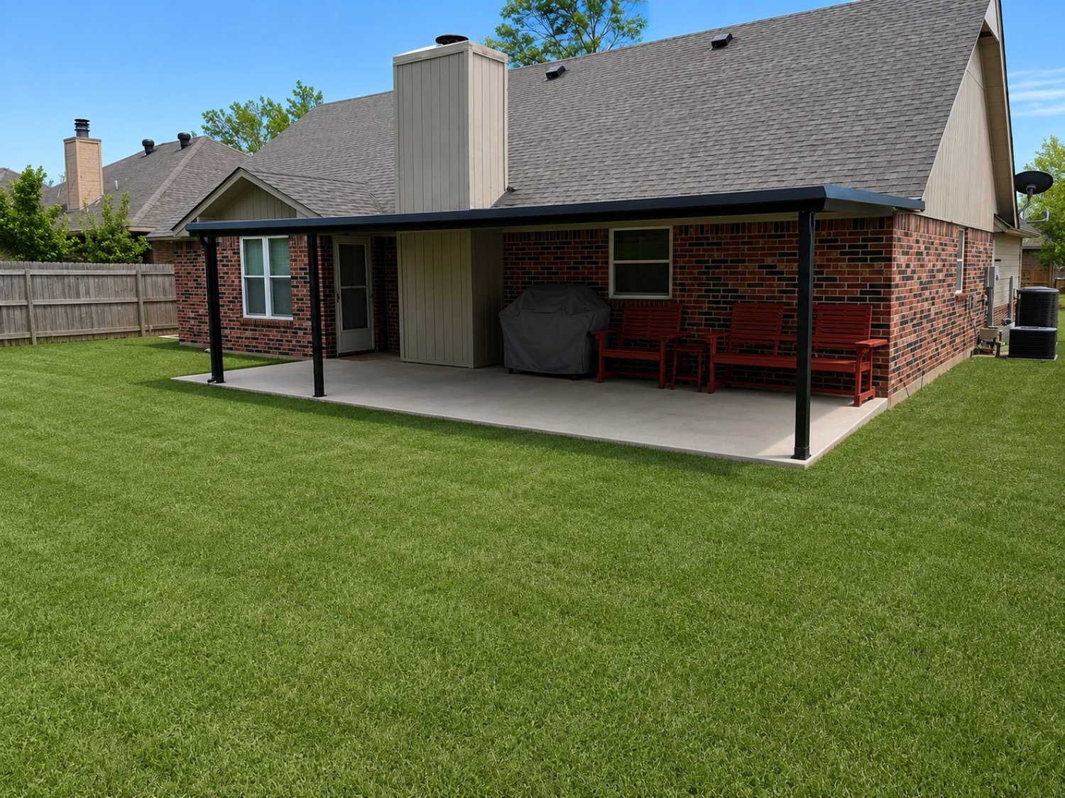 Black attached patio cover